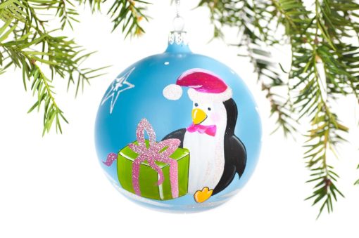 Glob handmade cu pinguin si cadou pentru bradul de craciun