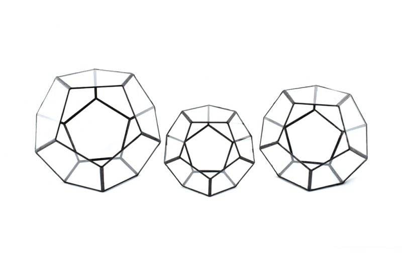 terariu geometric sticla dodecaedru trei dimensiuni
